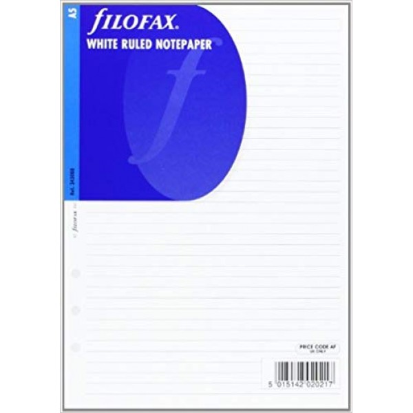 FILOFAX A5 WHITE RULED NOTEPAPER