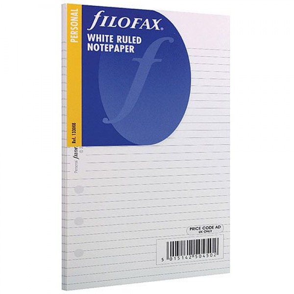FILOFAX PERSONAL WHITE RULED NOTEPAPER